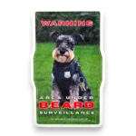 Schnauzer custom pet sticker with police surveillance design. Windy City Tailz sticker photo.