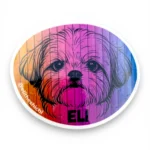 Shih Tzu digital character pet sticker with rainbow pop art design. Windy City Tailz sticker photo.